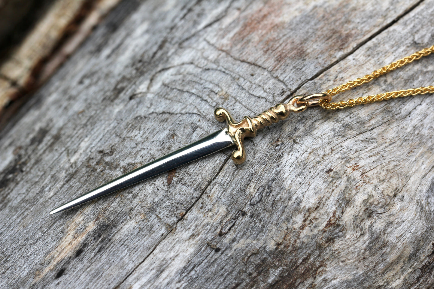 Silver and Gold Sword Necklace