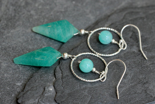 Amazonite Hoop Spike Earrings