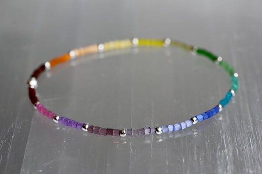 Rainbow Pride Satin Bead Bracelet