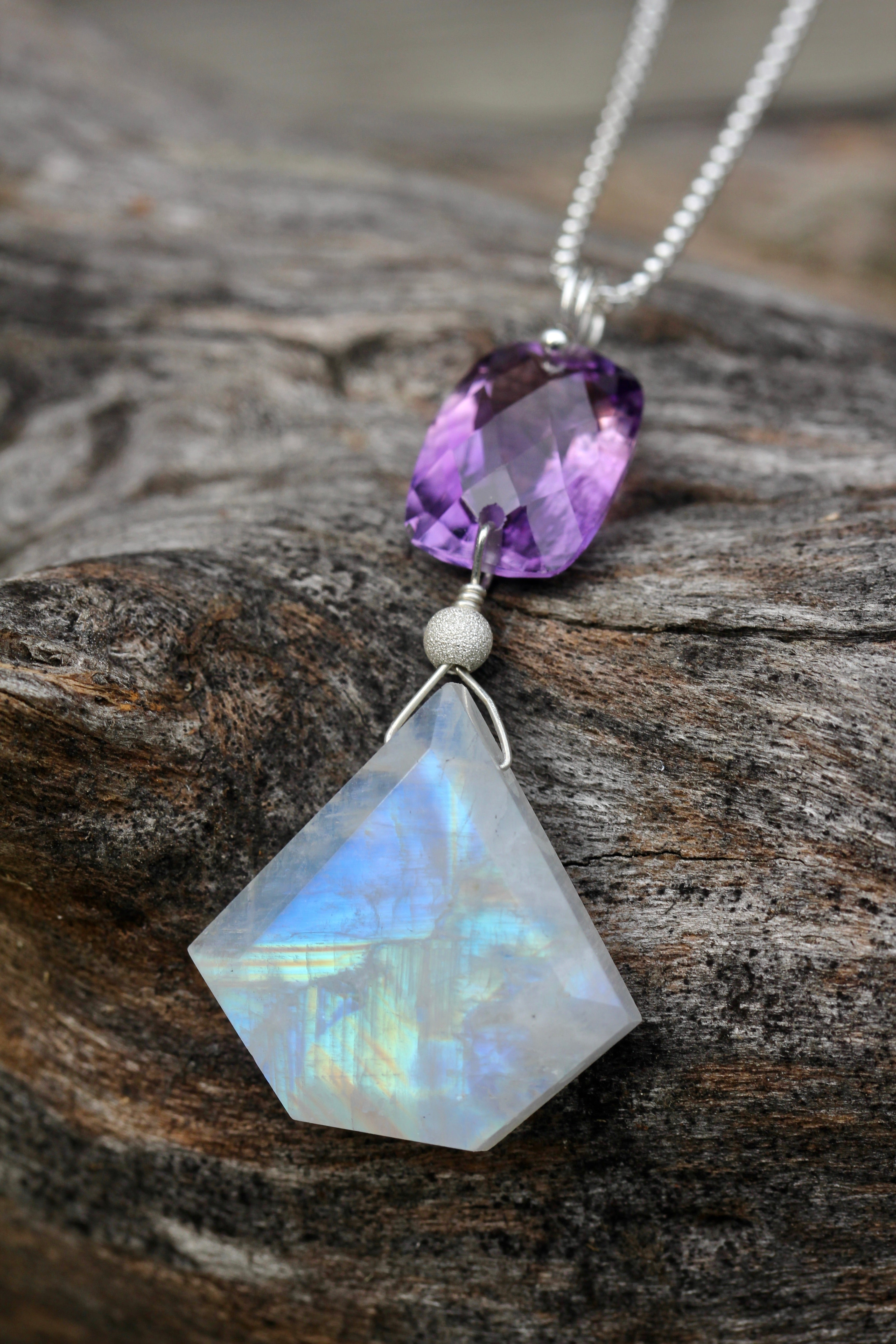 Amethyst and hot sale moonstone necklace