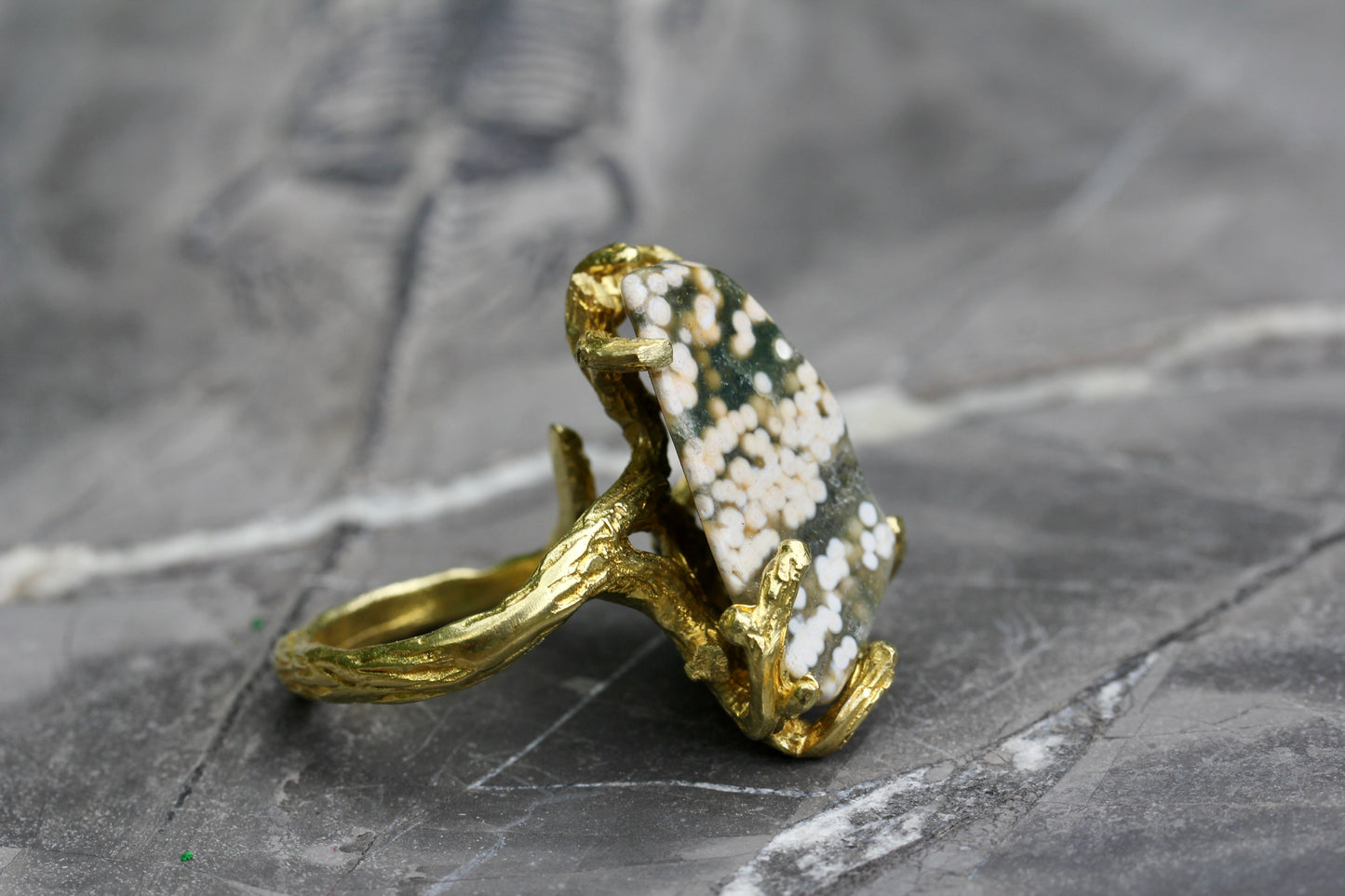 Ocean Jasper Speckled Branch RIng