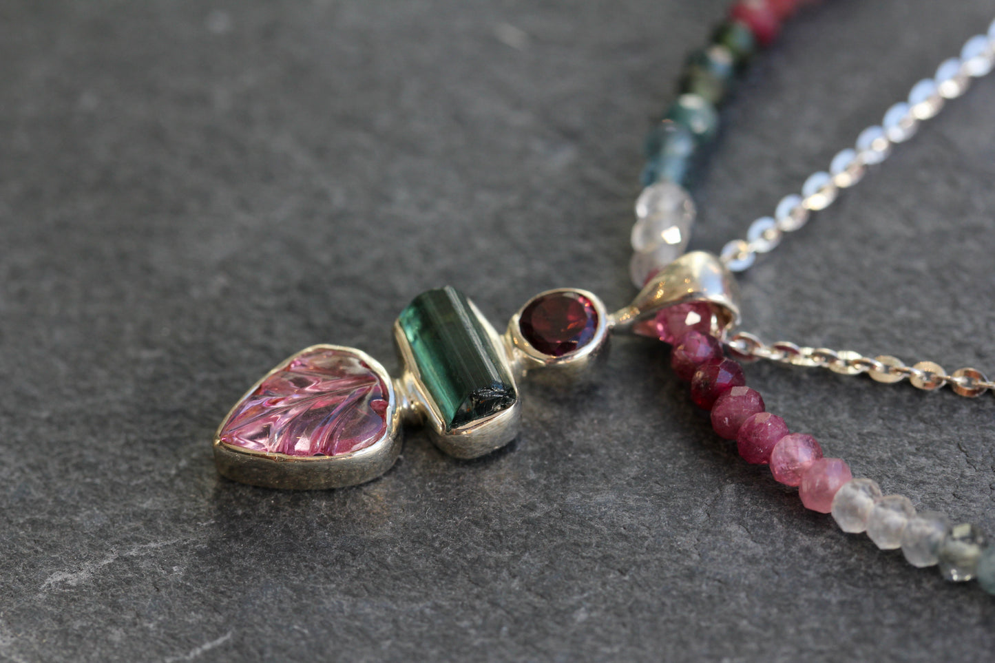 Multi Colored Tourmaline Beaded Necklace