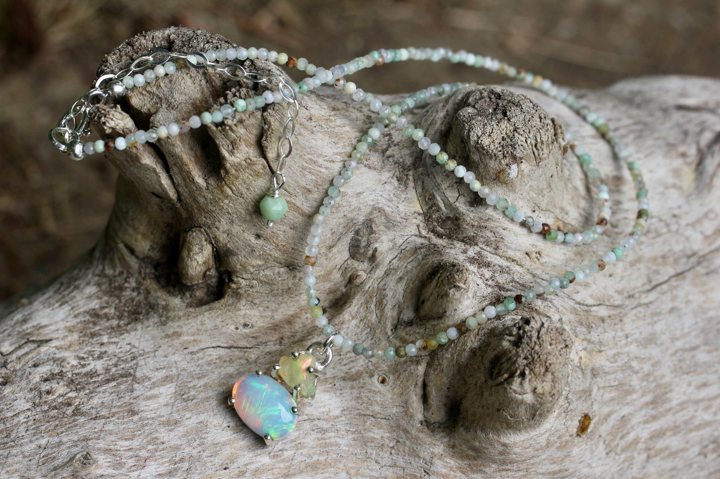 Ethiopian Opal Chrysoprase Beaded Necklace