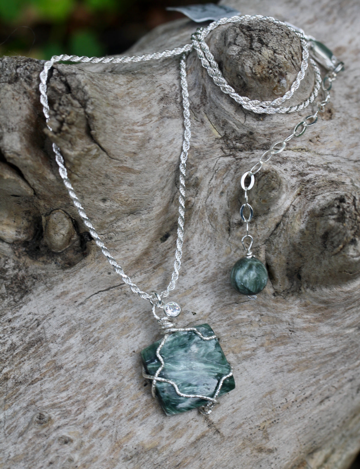 Seraphinite Silver Square Necklace