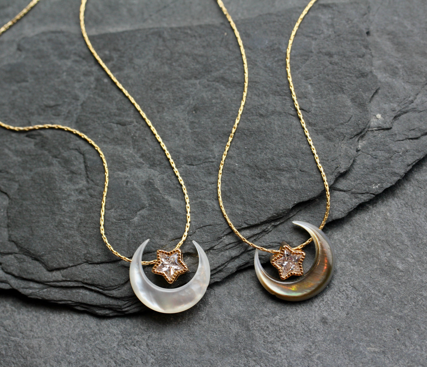 Mother of Pearl Moon Star Necklace