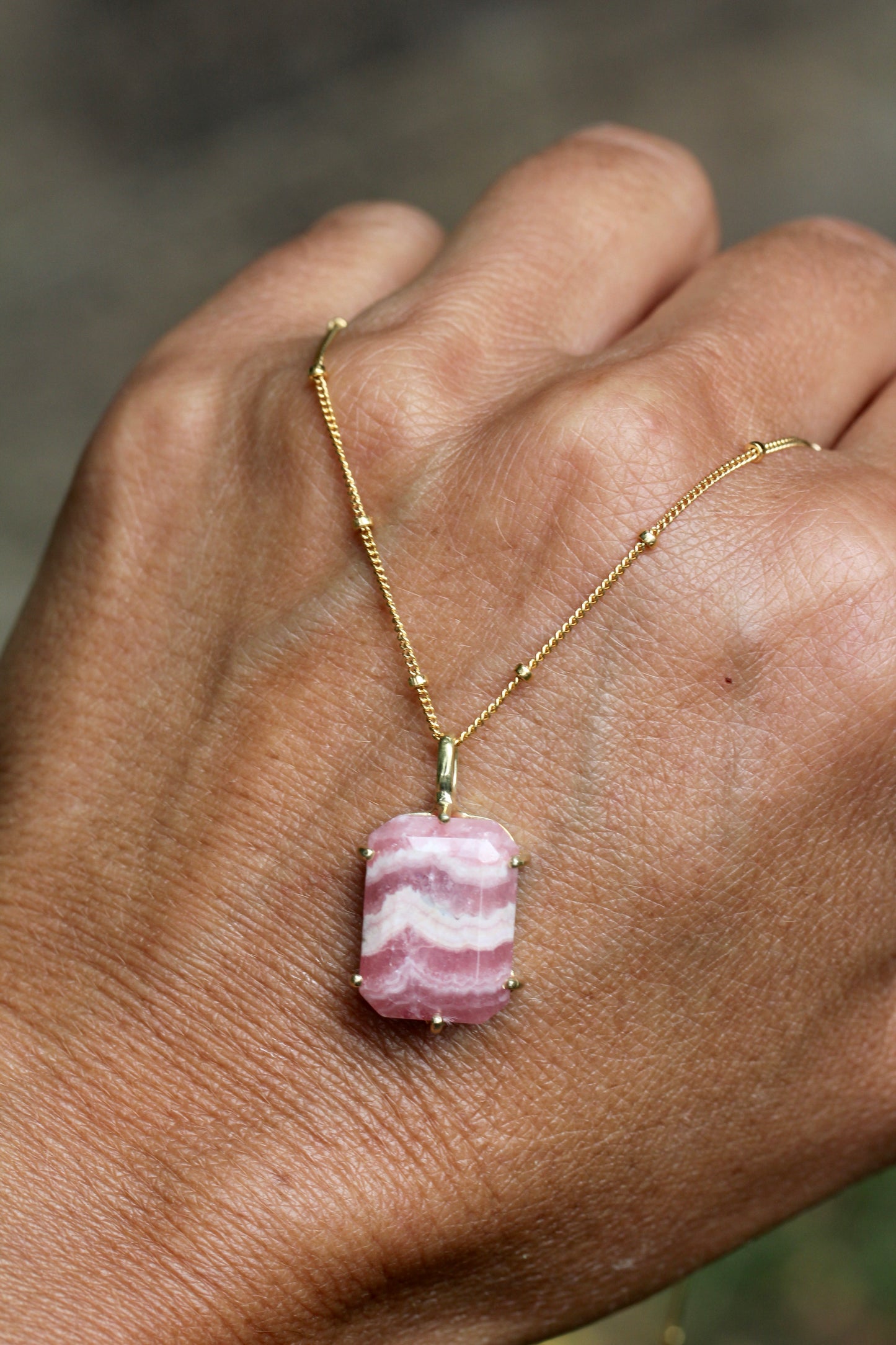 Rhodochrosite Gold Necklace