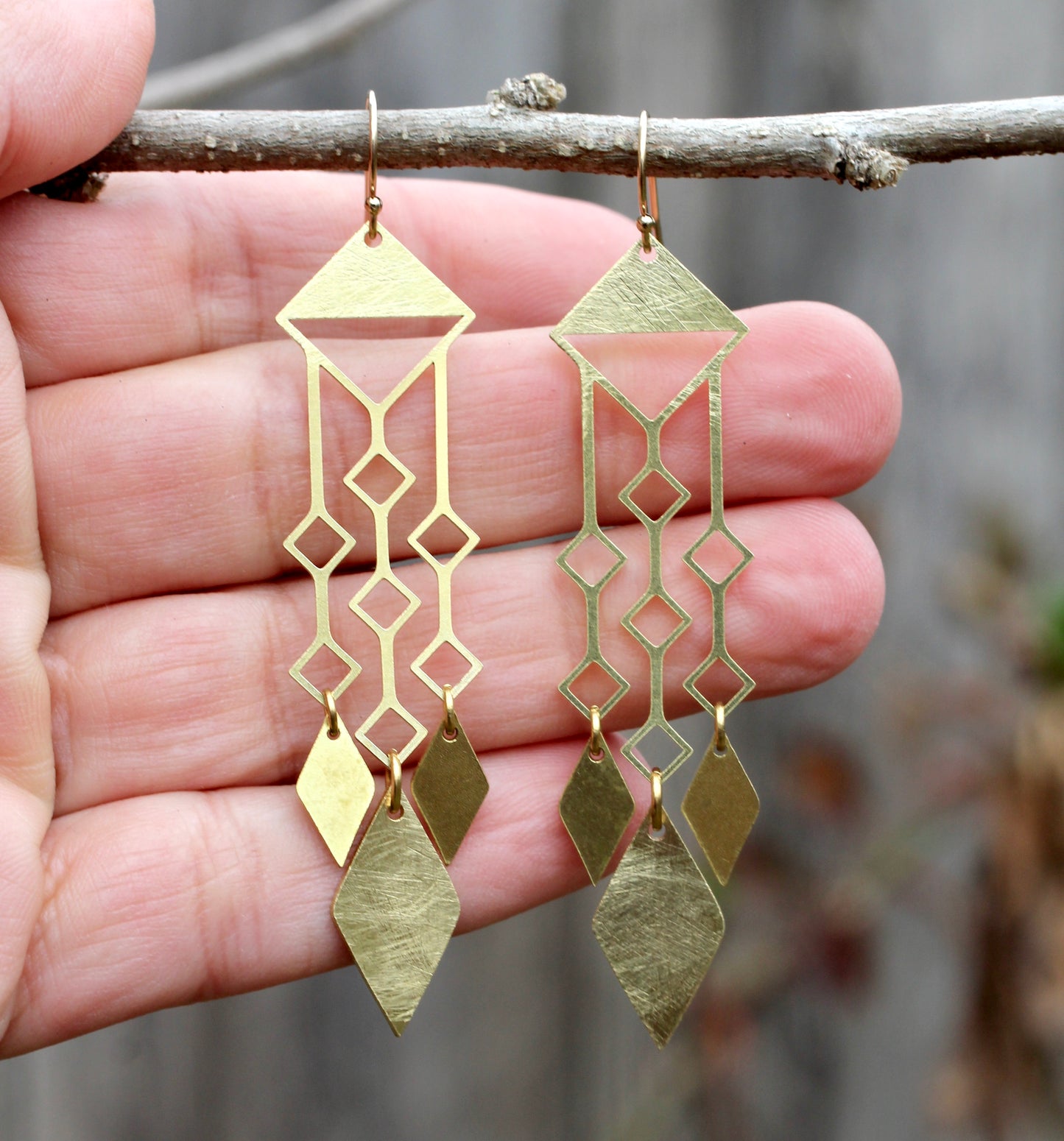 Brass Geometric Earrings