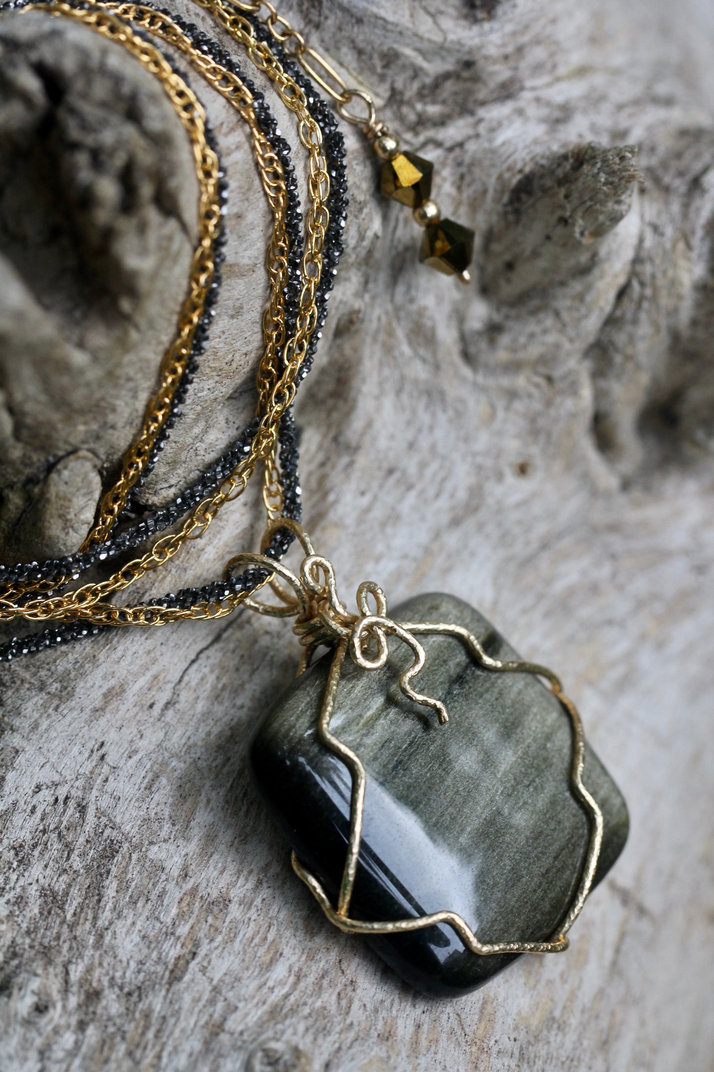 Gold Sheen Obsidian Necklace