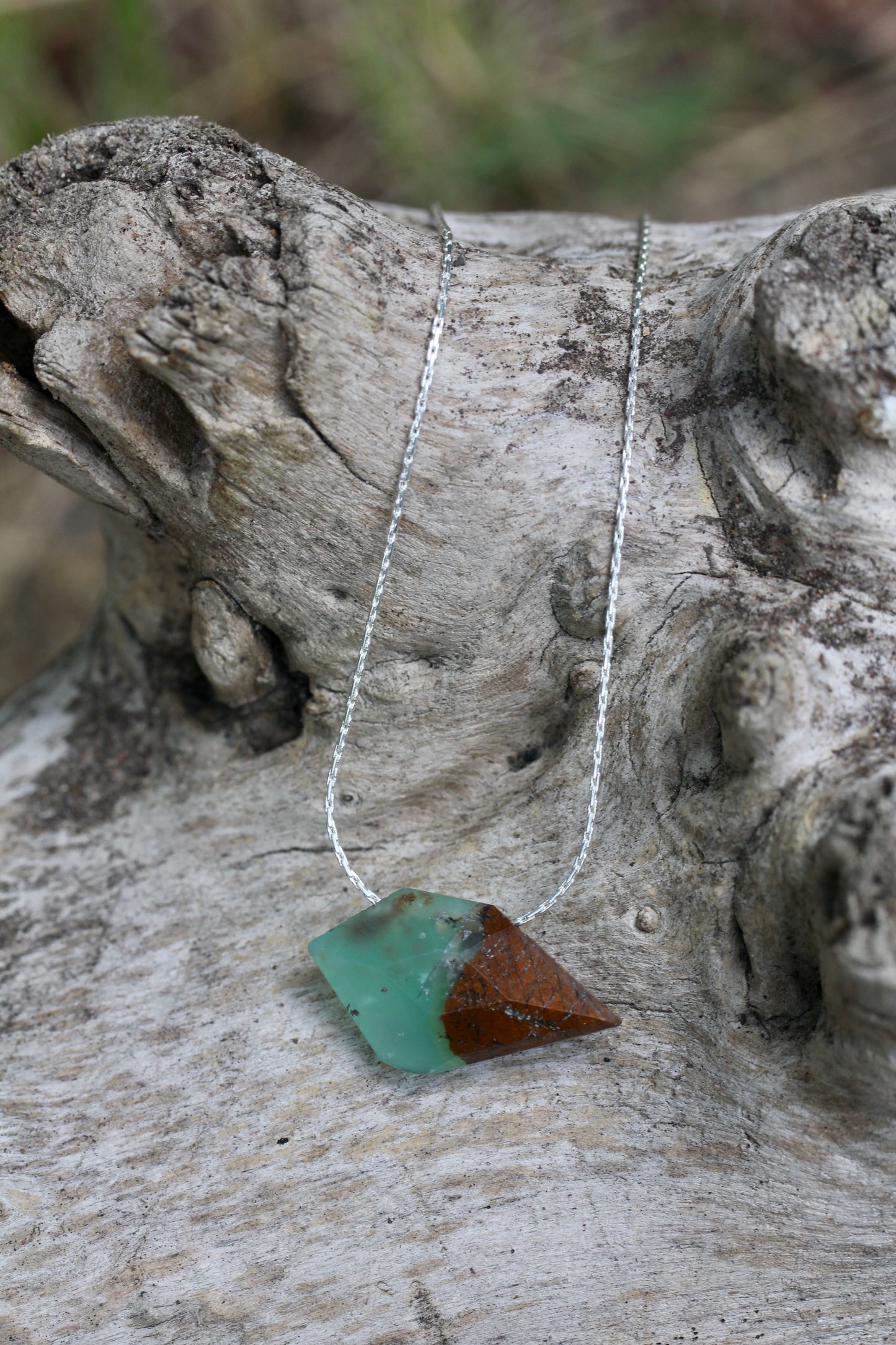 Chrysoprase Sparrow Silver Necklace
