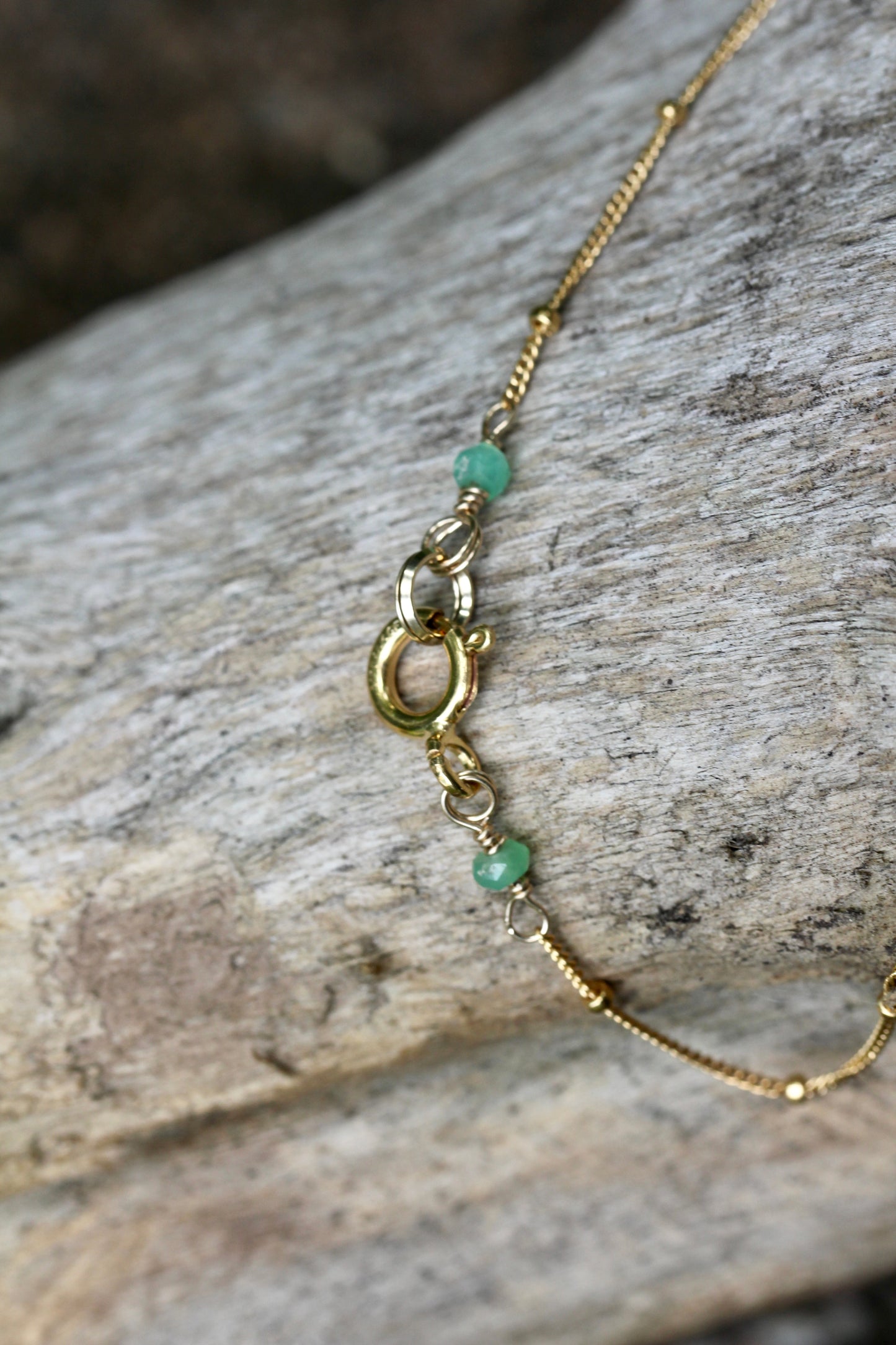 Chrysoprase Emerald Cut Gold Necklace