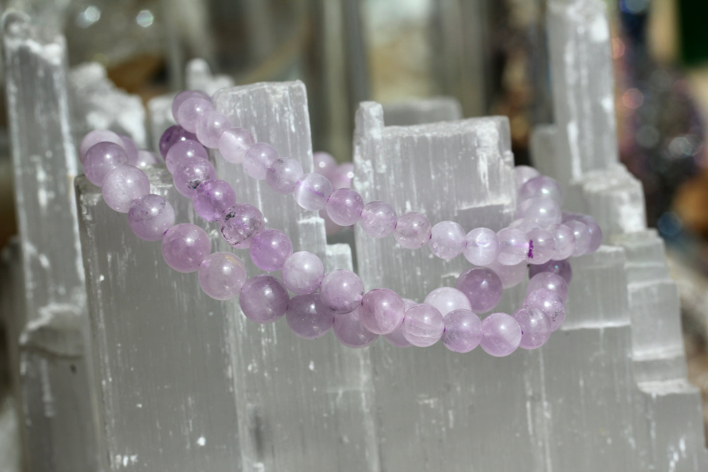Kunzite Bead Stretch Bracelet