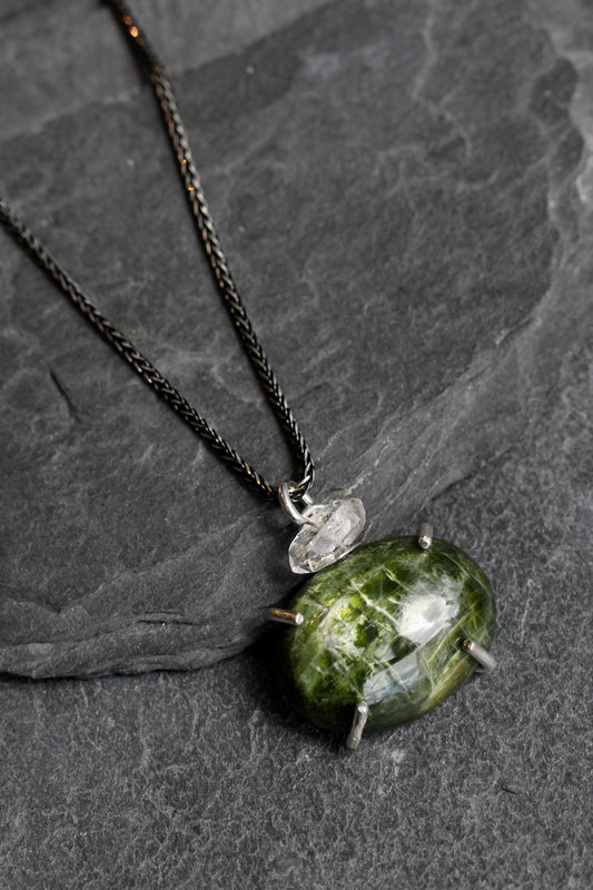 Chrome Diopside Herkimer Necklace