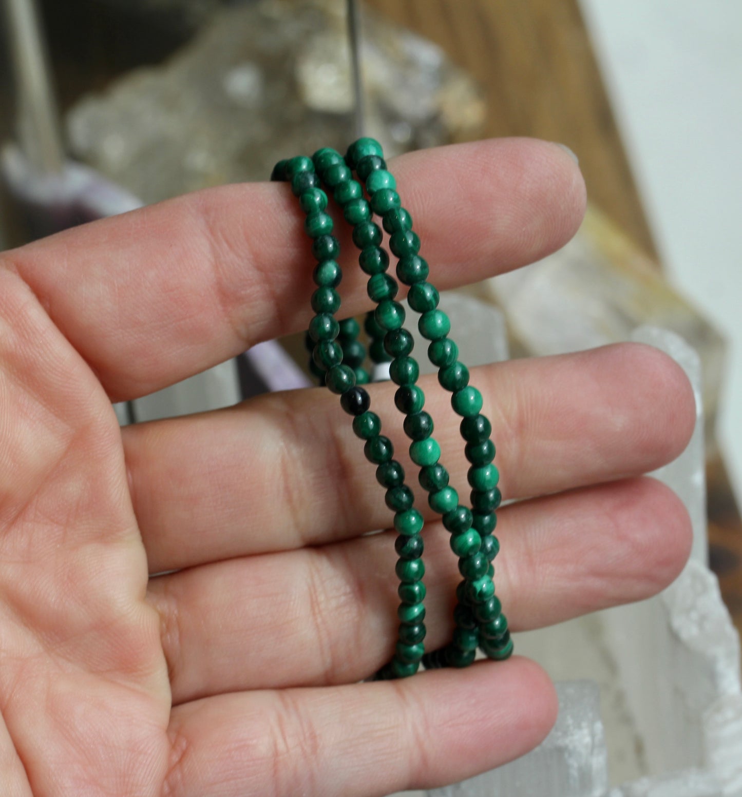 Malachite Bead Stretch Bracelet
