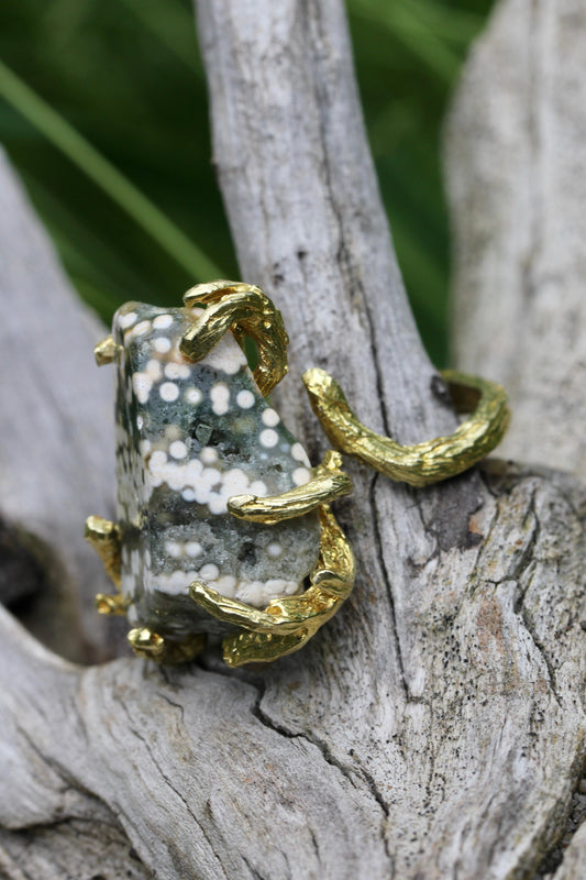 Ocean Jasper Speckled Branch RIng