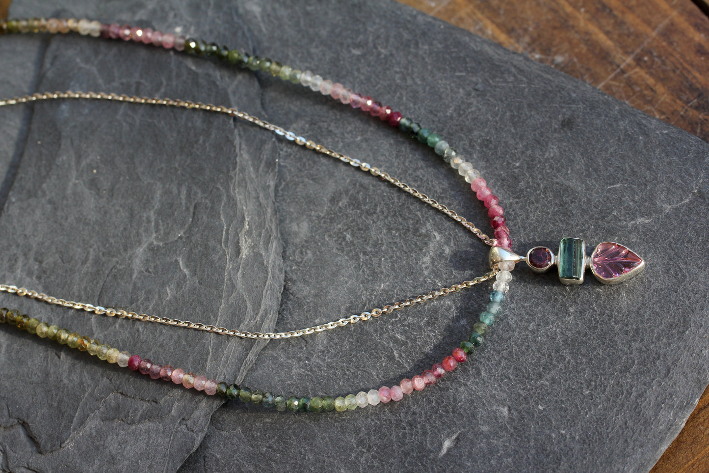 Multi Colored Tourmaline Beaded Necklace