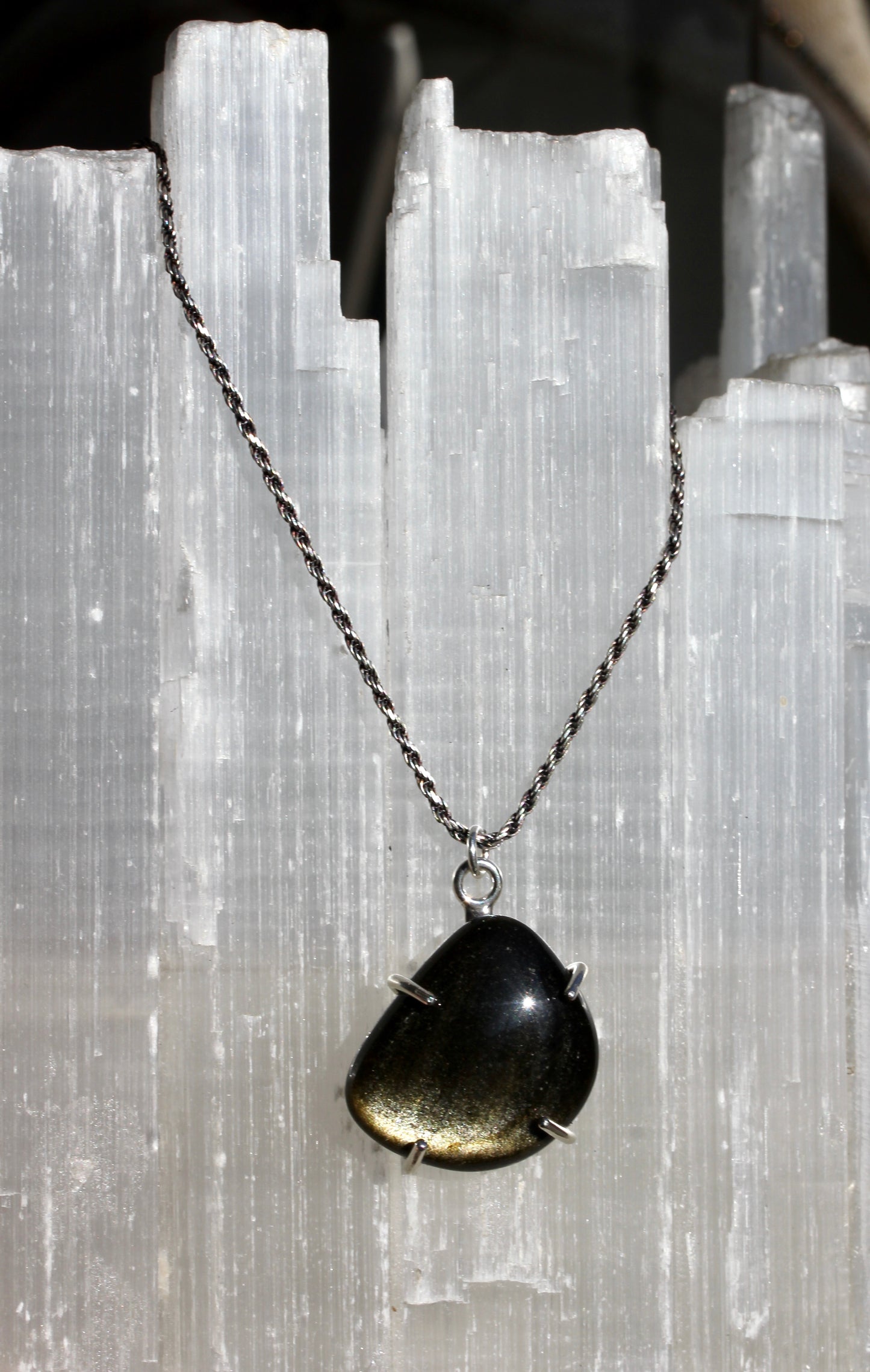 Gold Sheen Obsidian Necklace