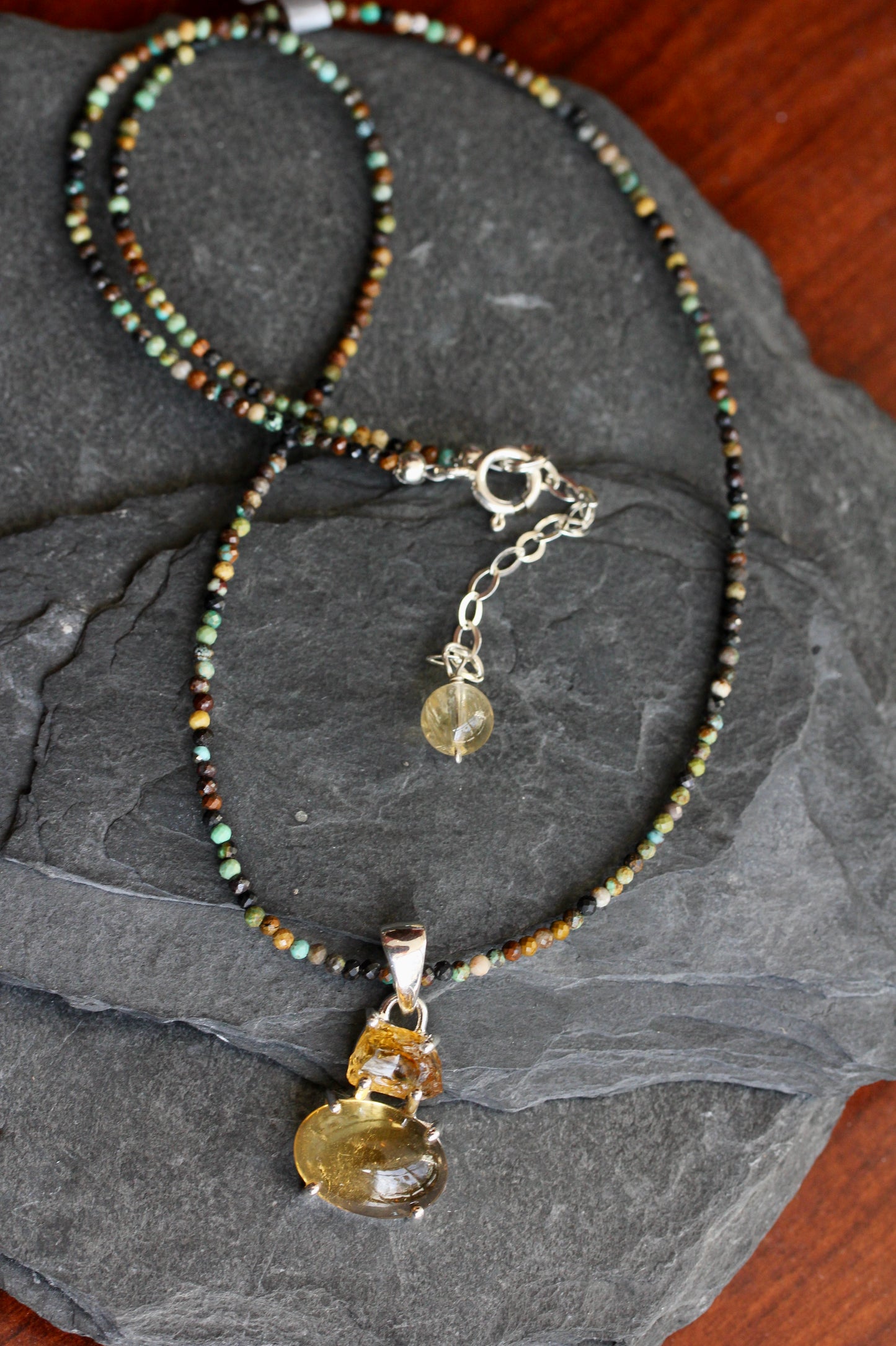 Citrine Turquoise Beaded Necklace