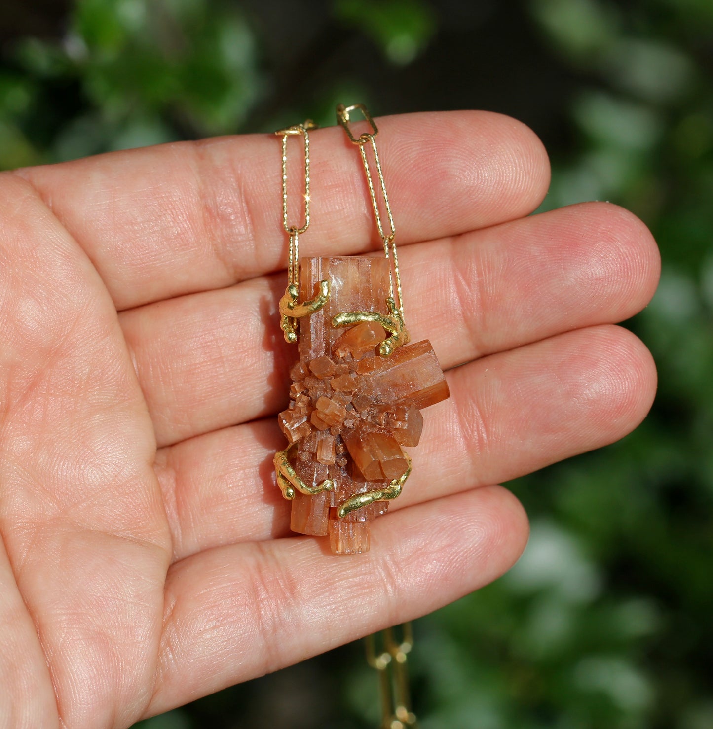 Aragonite Crystal Gold Chain Necklace