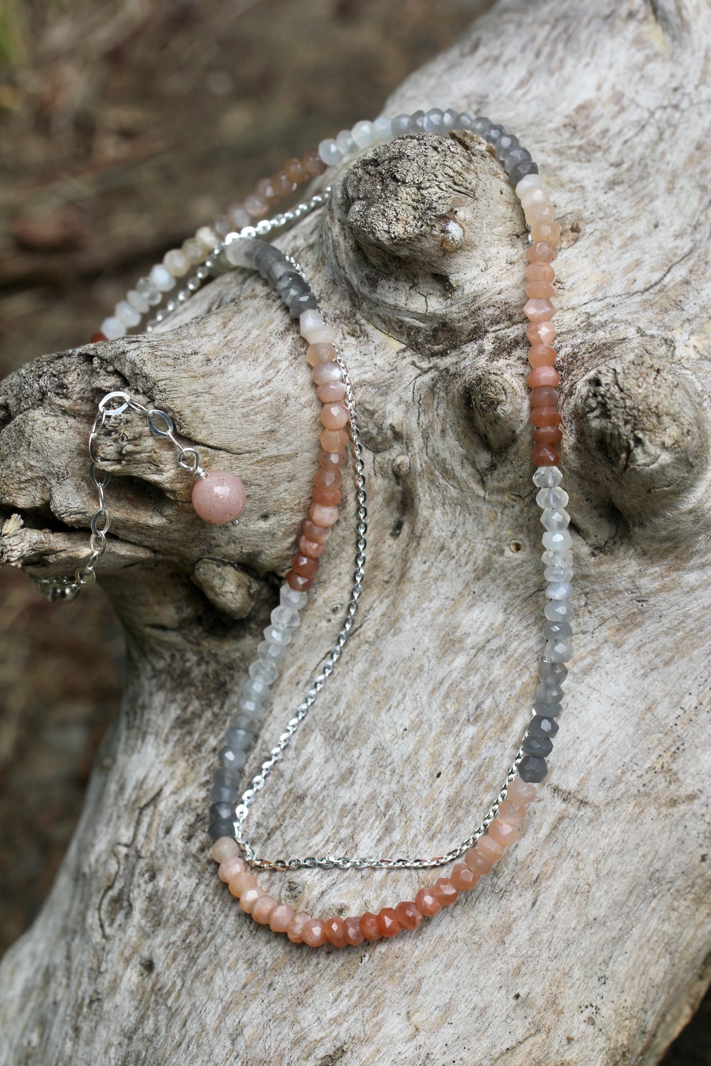 Moonstone Umbre Multi Strand Necklace