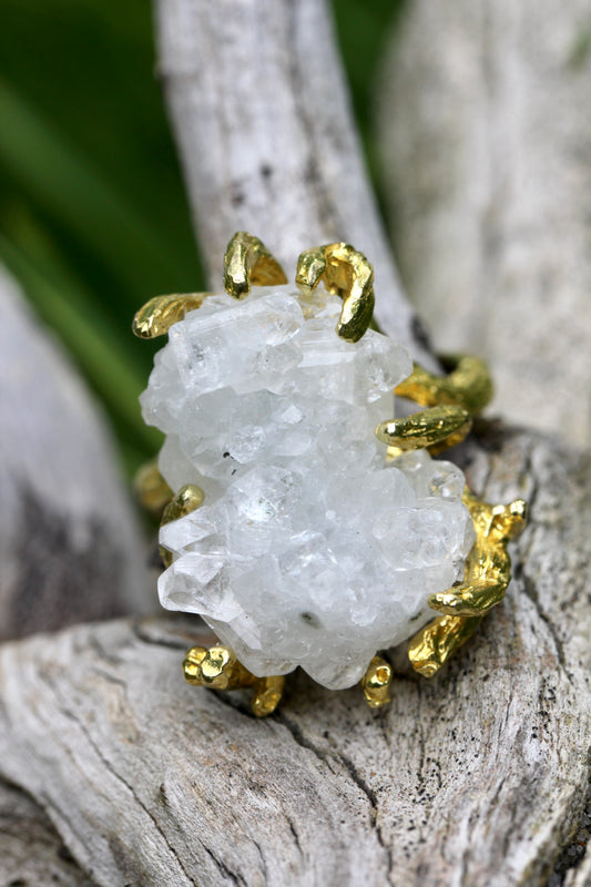 Apophyllite Crystal Branch Ring
