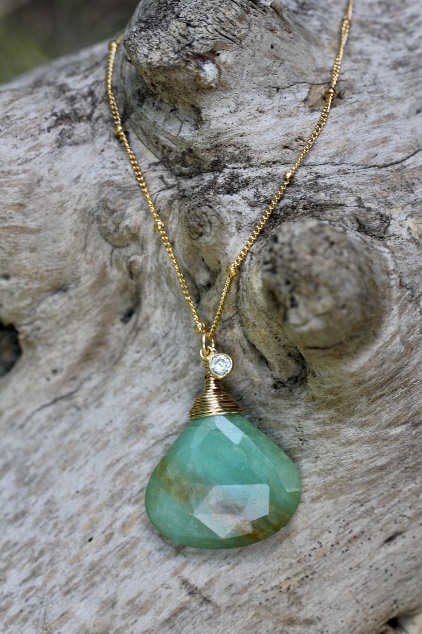 Peruvian Opal Gold CZ Necklace
