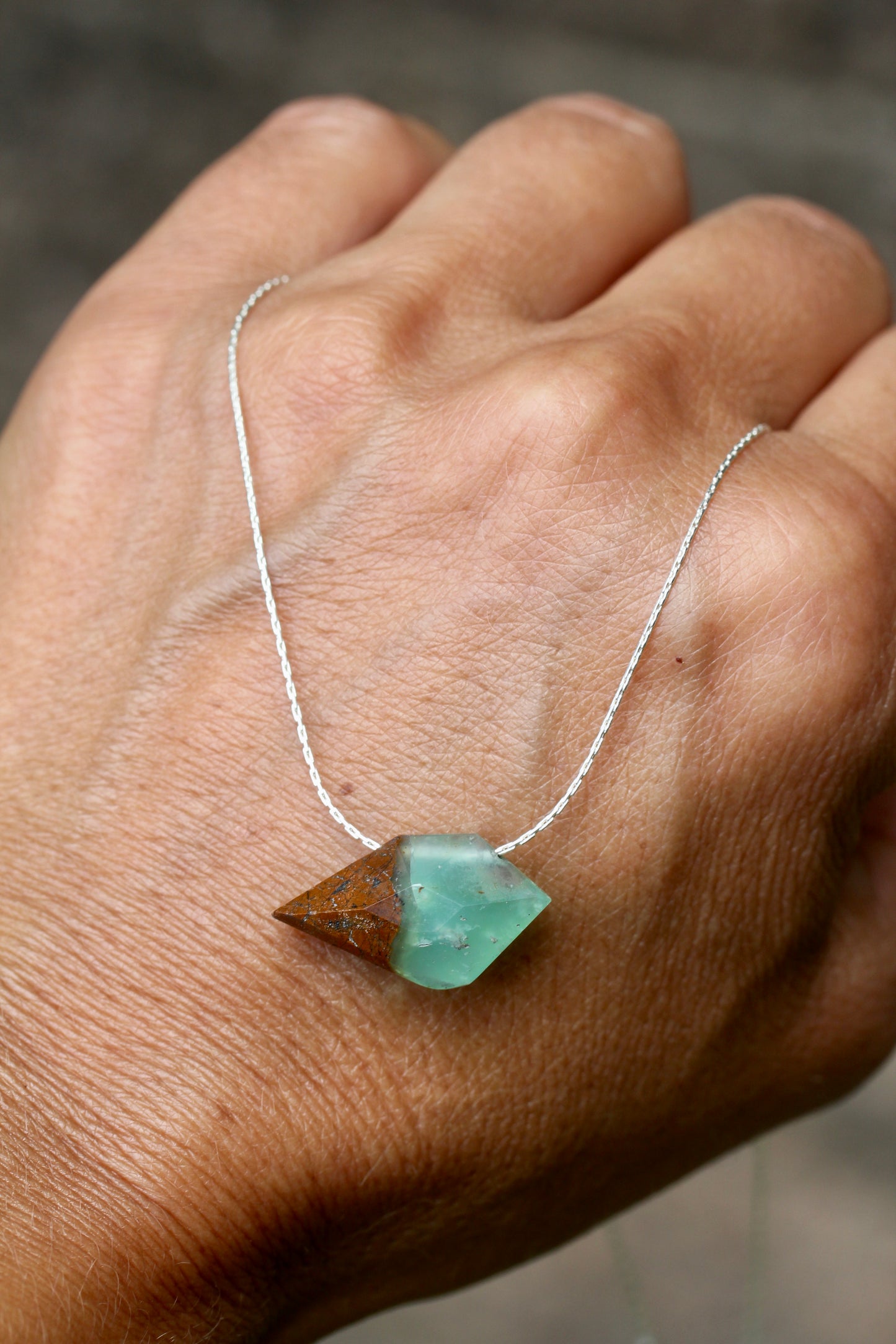 Chrysoprase Sparrow Silver Necklace