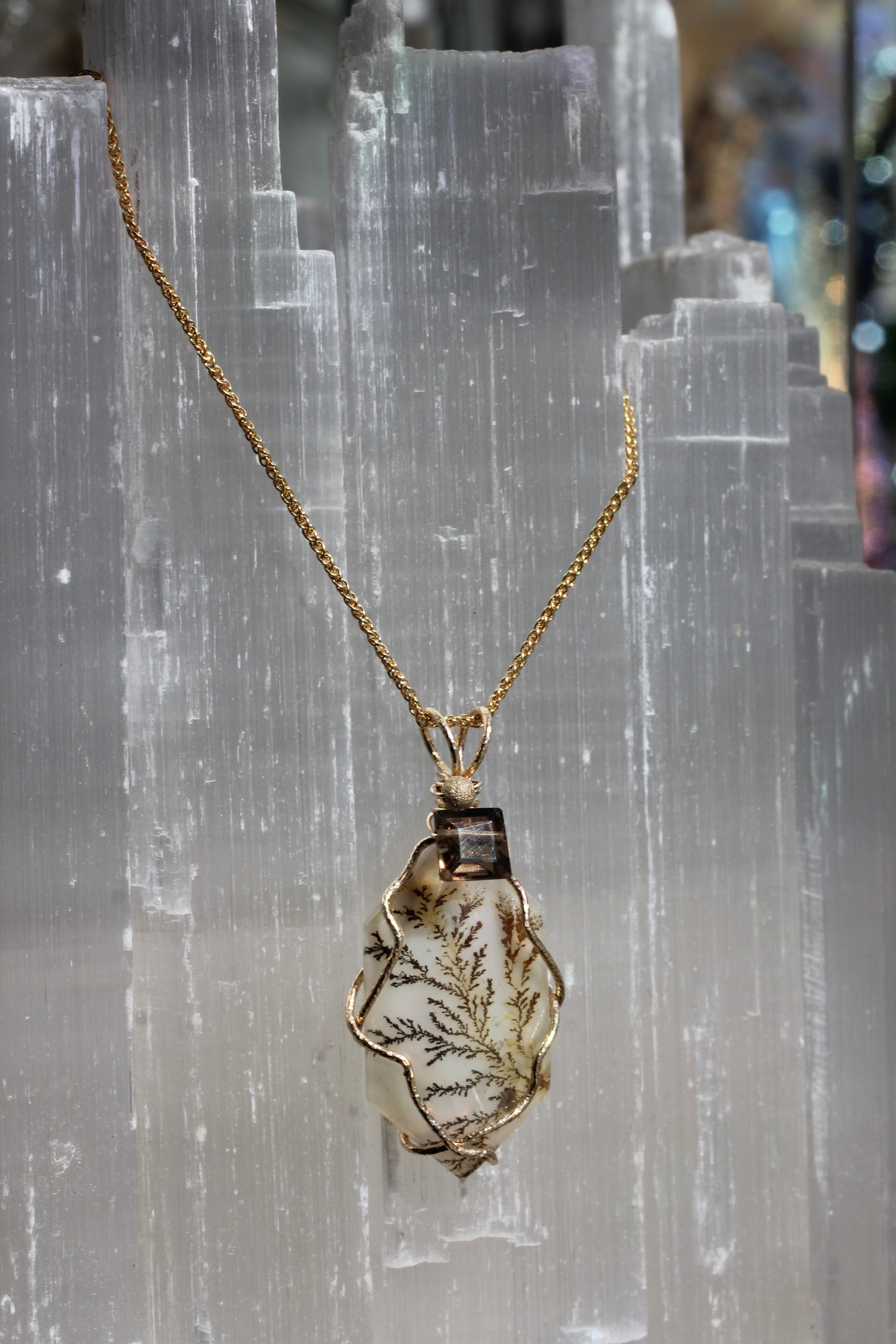 Dendritic Agate Smokey Quartz Necklace