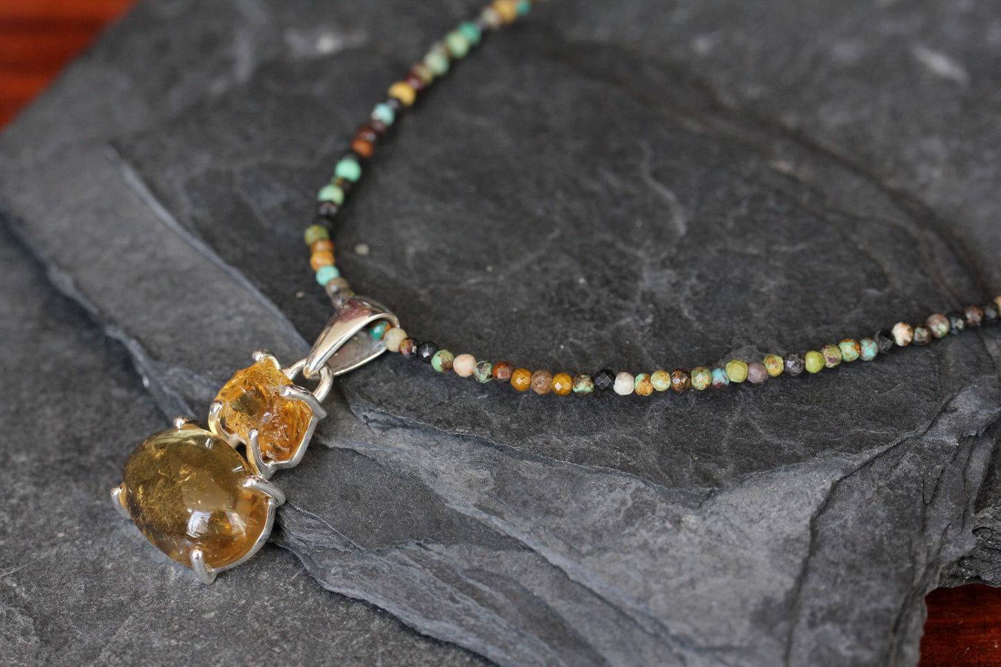 Citrine Turquoise Beaded Necklace