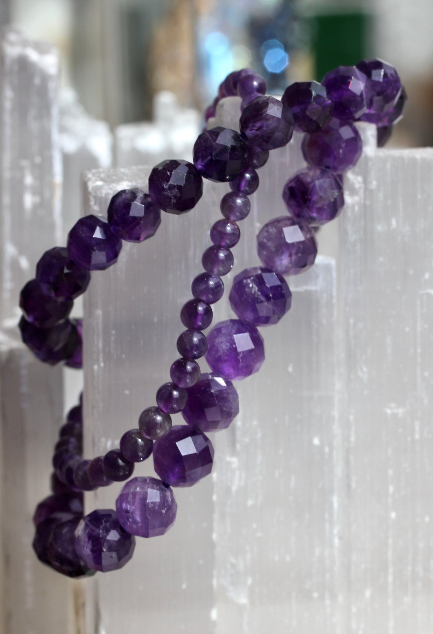 Amethyst Stretch Beaded Bracelets