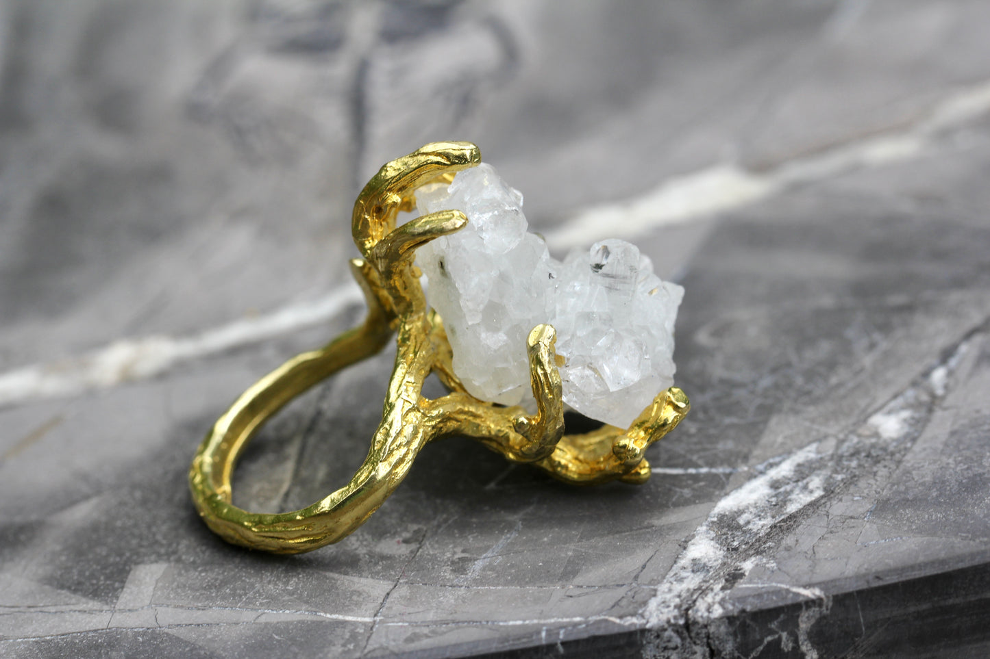 Apophyllite Crystal Branch Ring
