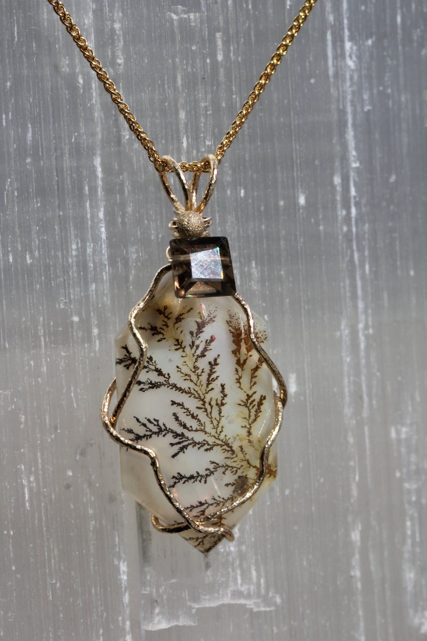 Dendritic Agate Smokey Quartz Necklace