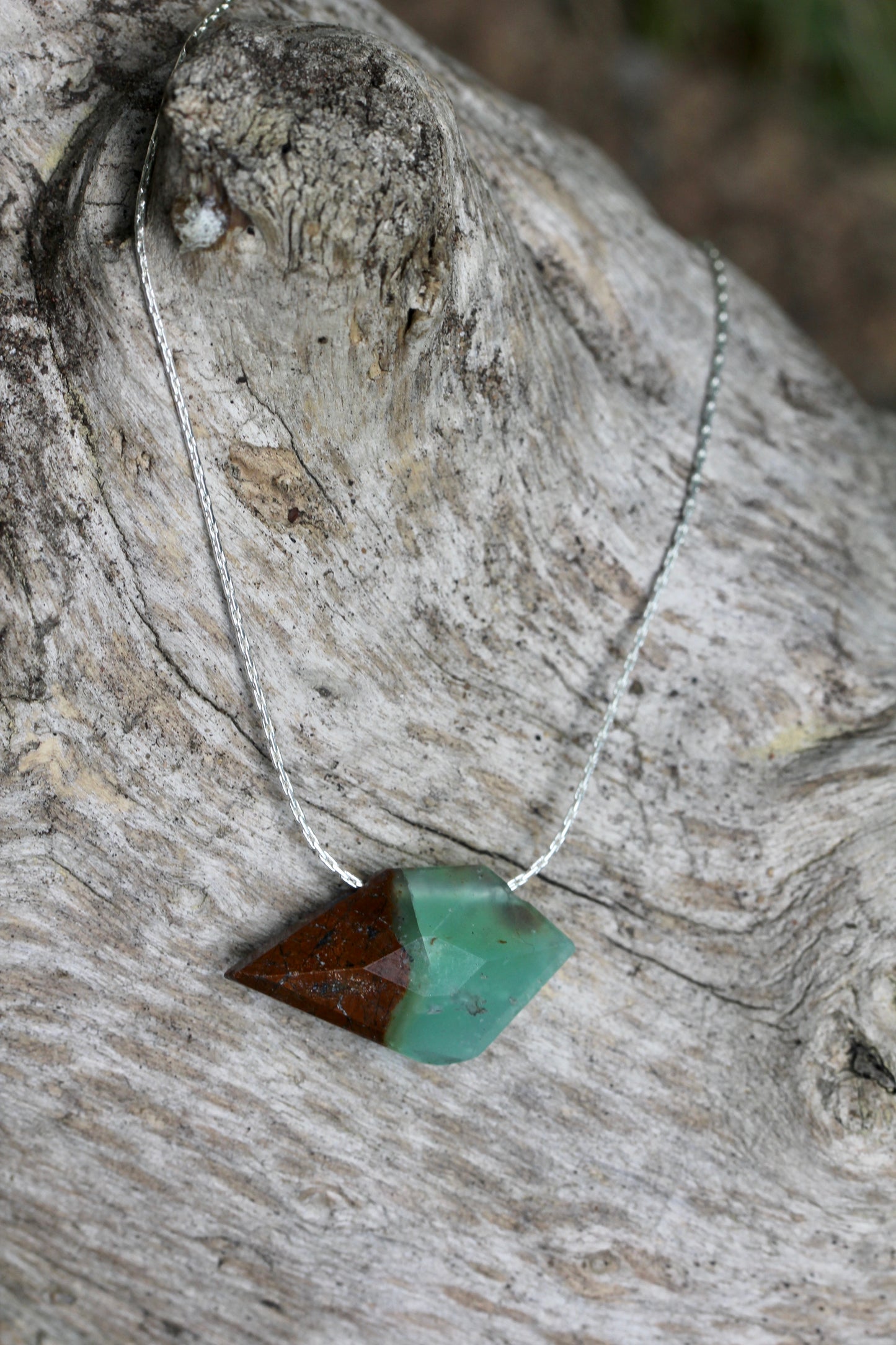Chrysoprase Sparrow Silver Necklace