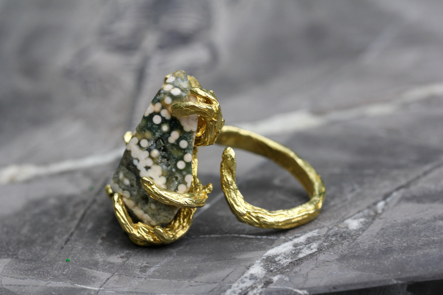 Ocean Jasper Speckled Branch RIng
