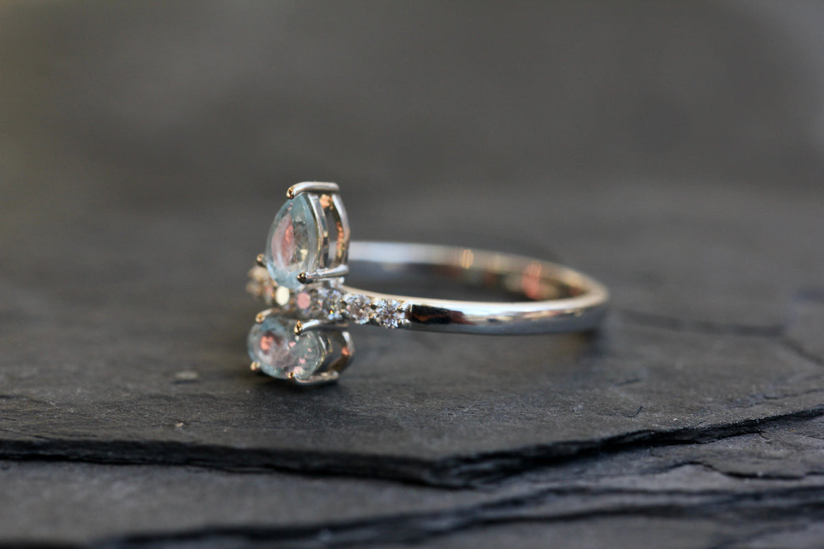 Aquamarine Moissanite Ring