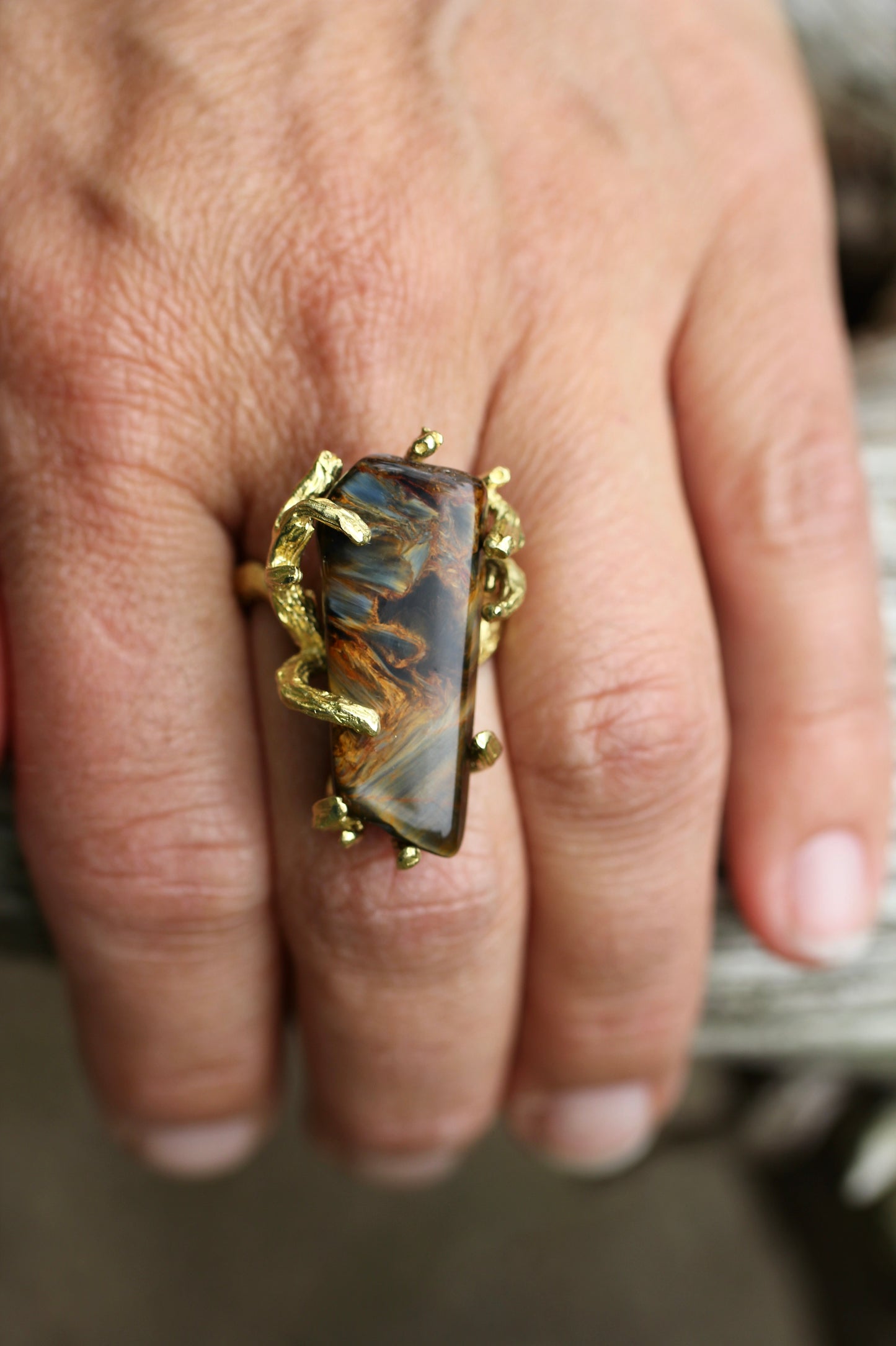 Pietersite Statement Branch Ring
