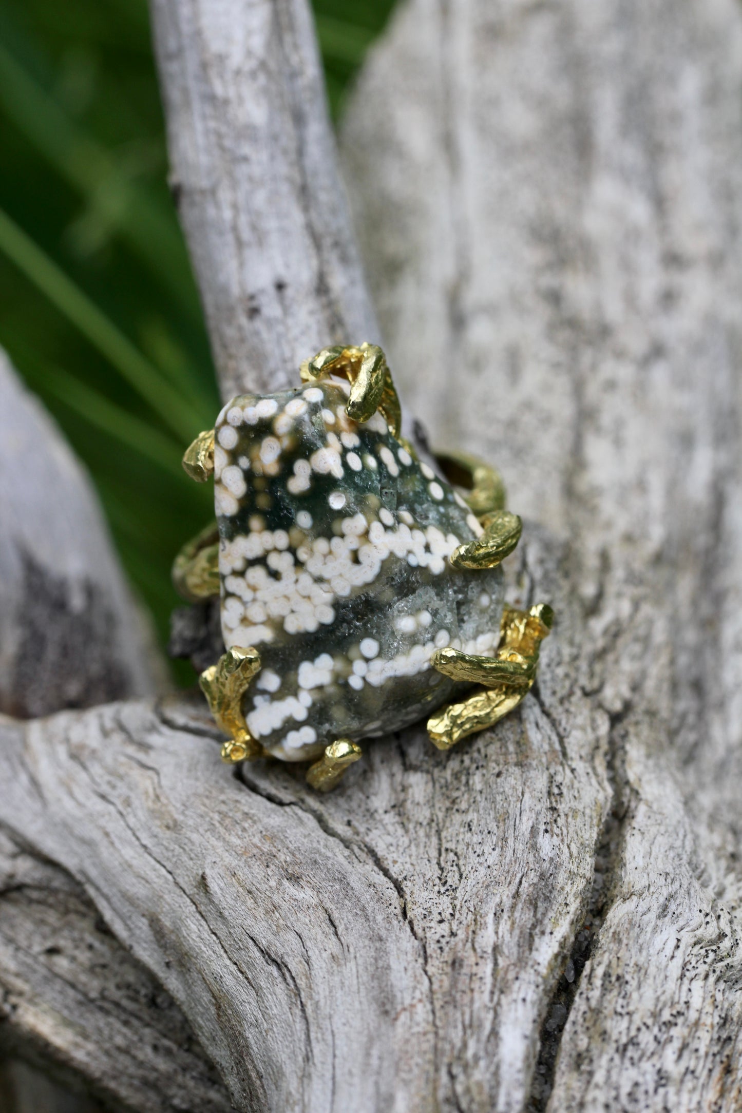 Ocean Jasper Speckled Branch RIng