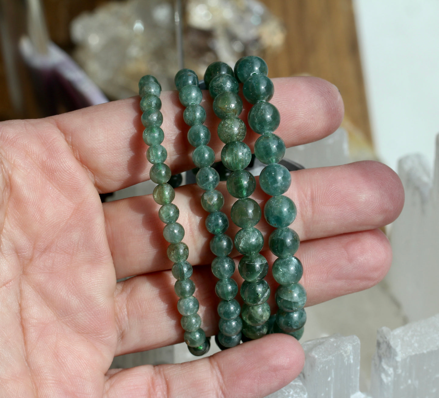 Green Apatite Stretch Bead Bracelets