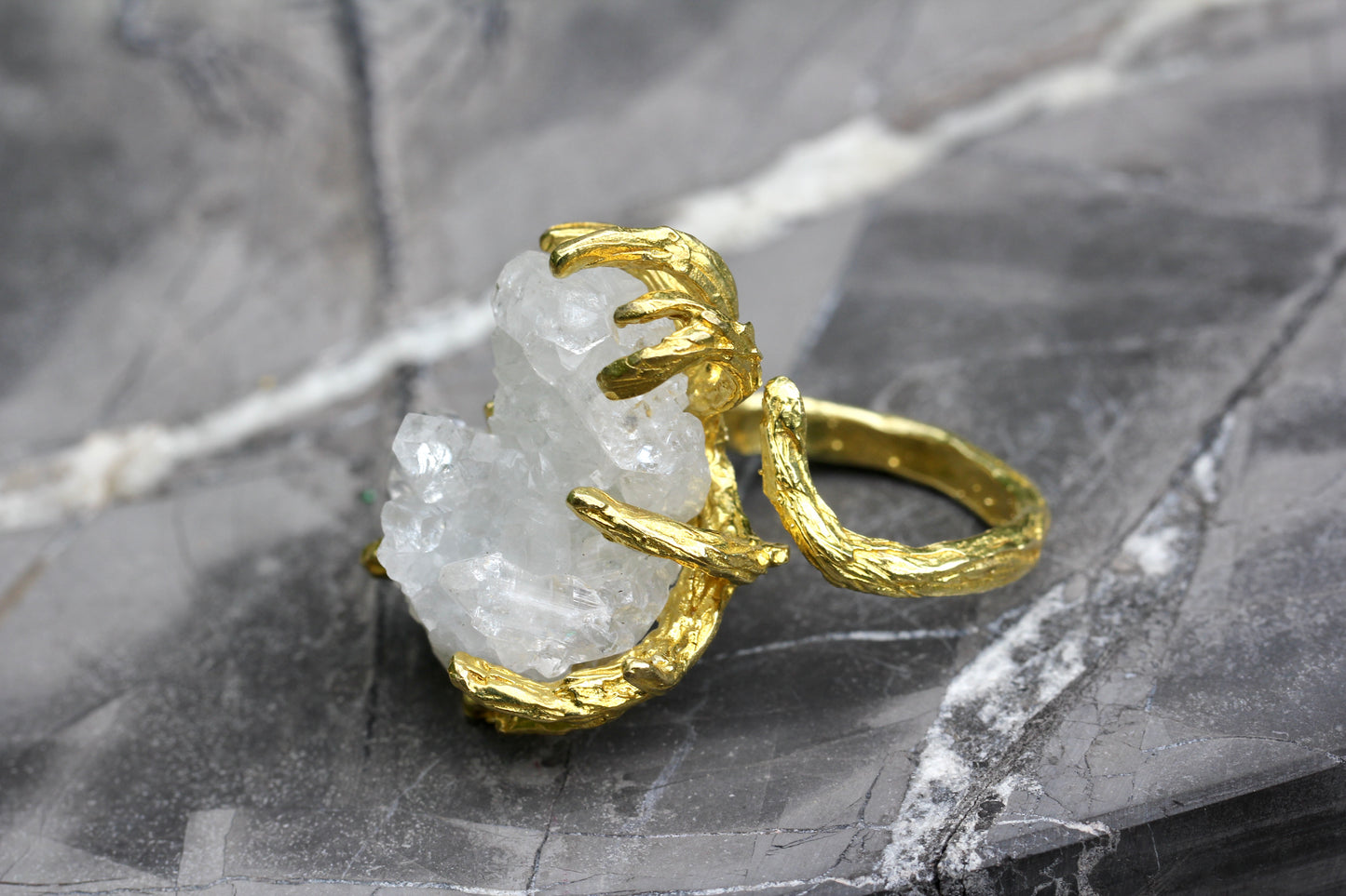Apophyllite Crystal Branch Ring