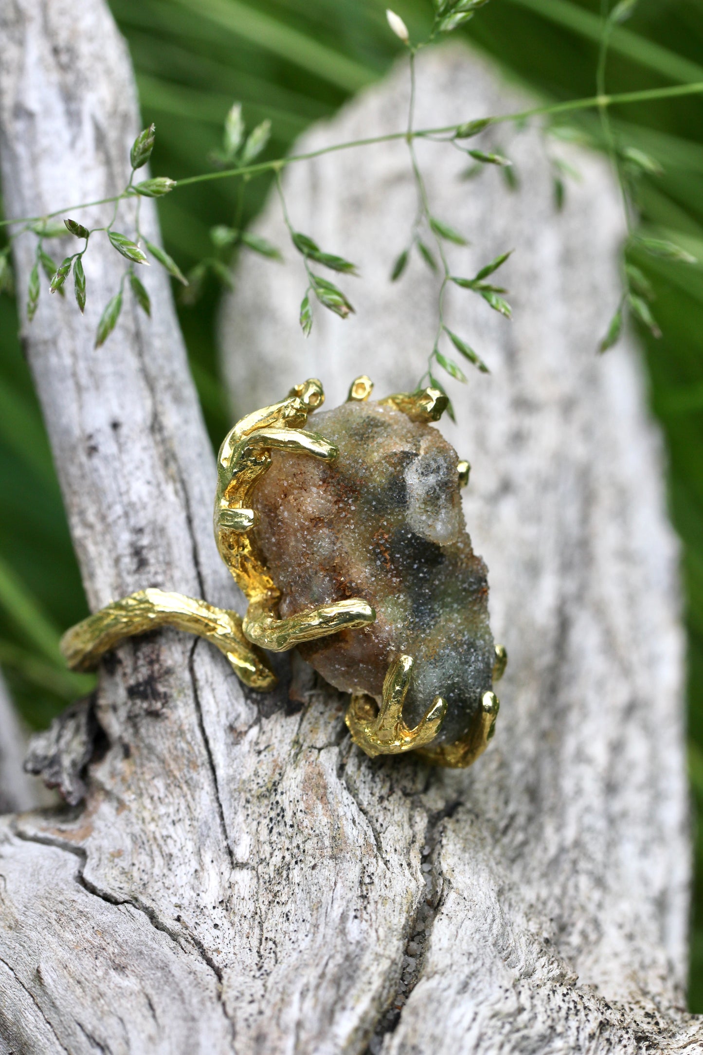 Chrome Chalcedony Druzy Branch Ring