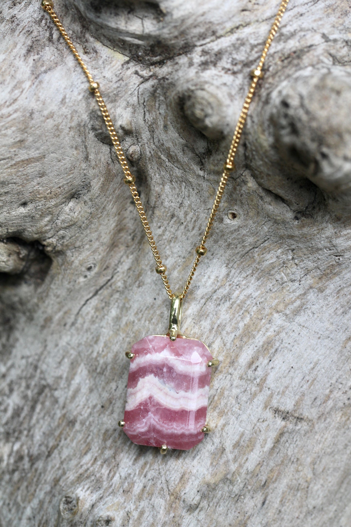 Rhodochrosite Gold Necklace