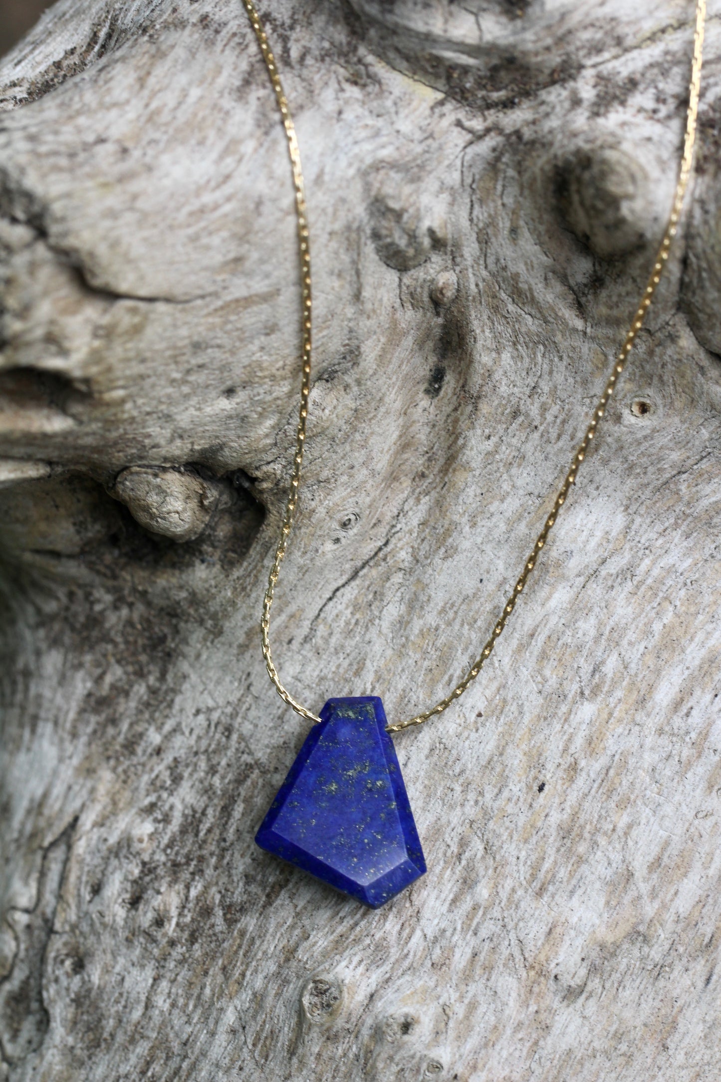 Geometric Lapis Gold Filled Necklace