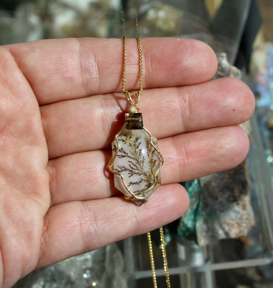 Dendritic Agate Smokey Quartz Necklace