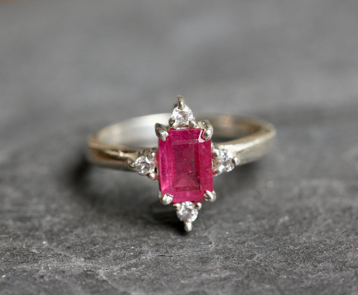 Ruby White Topaz Ring