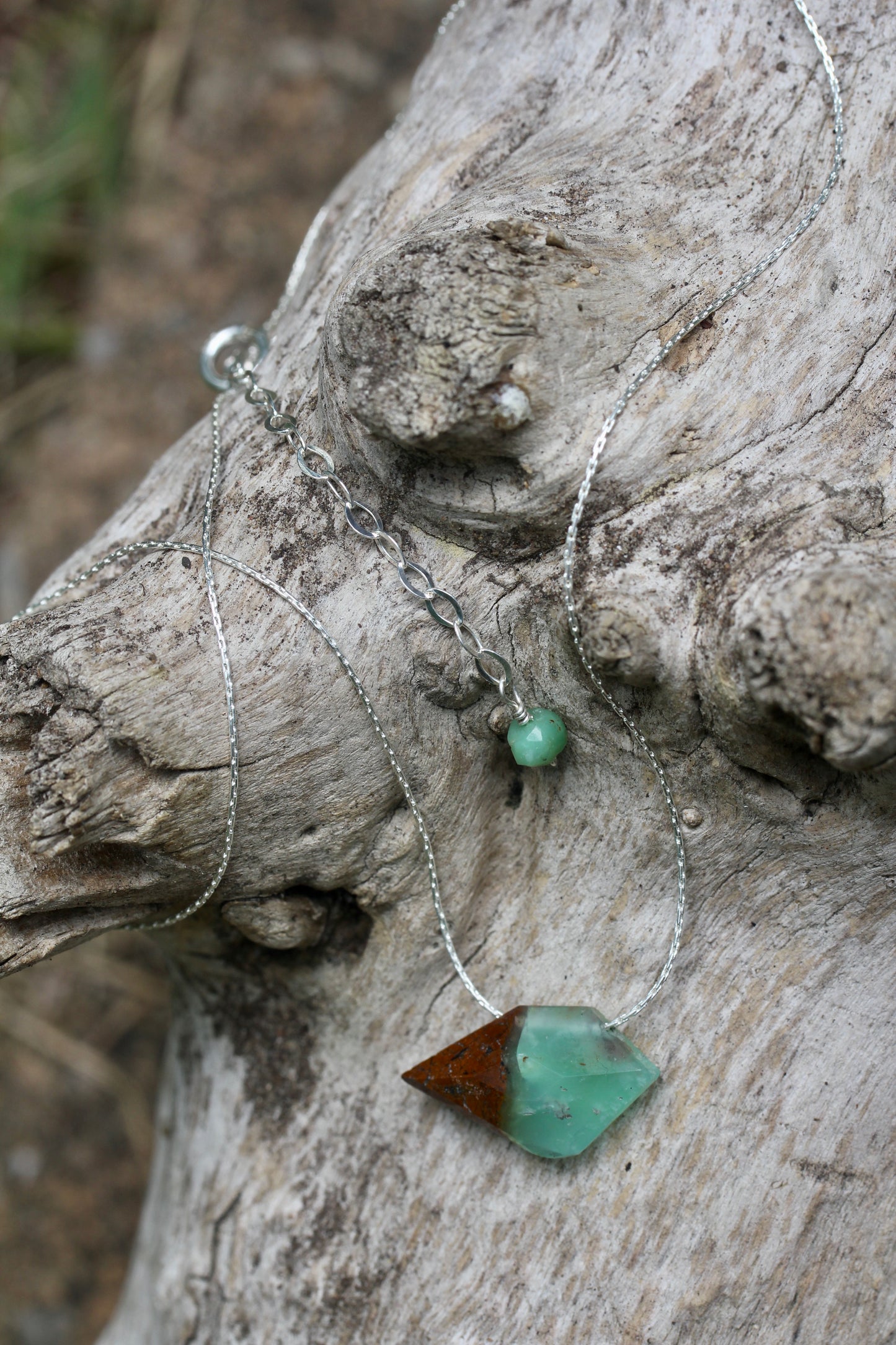 Chrysoprase Sparrow Silver Necklace