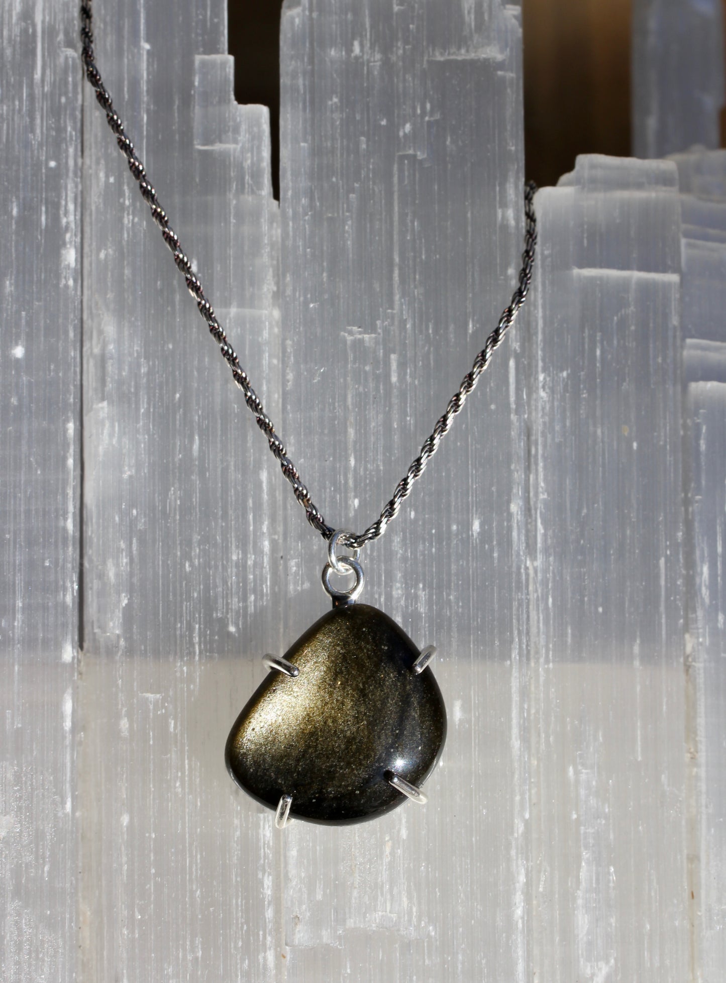 Gold Sheen Obsidian Necklace