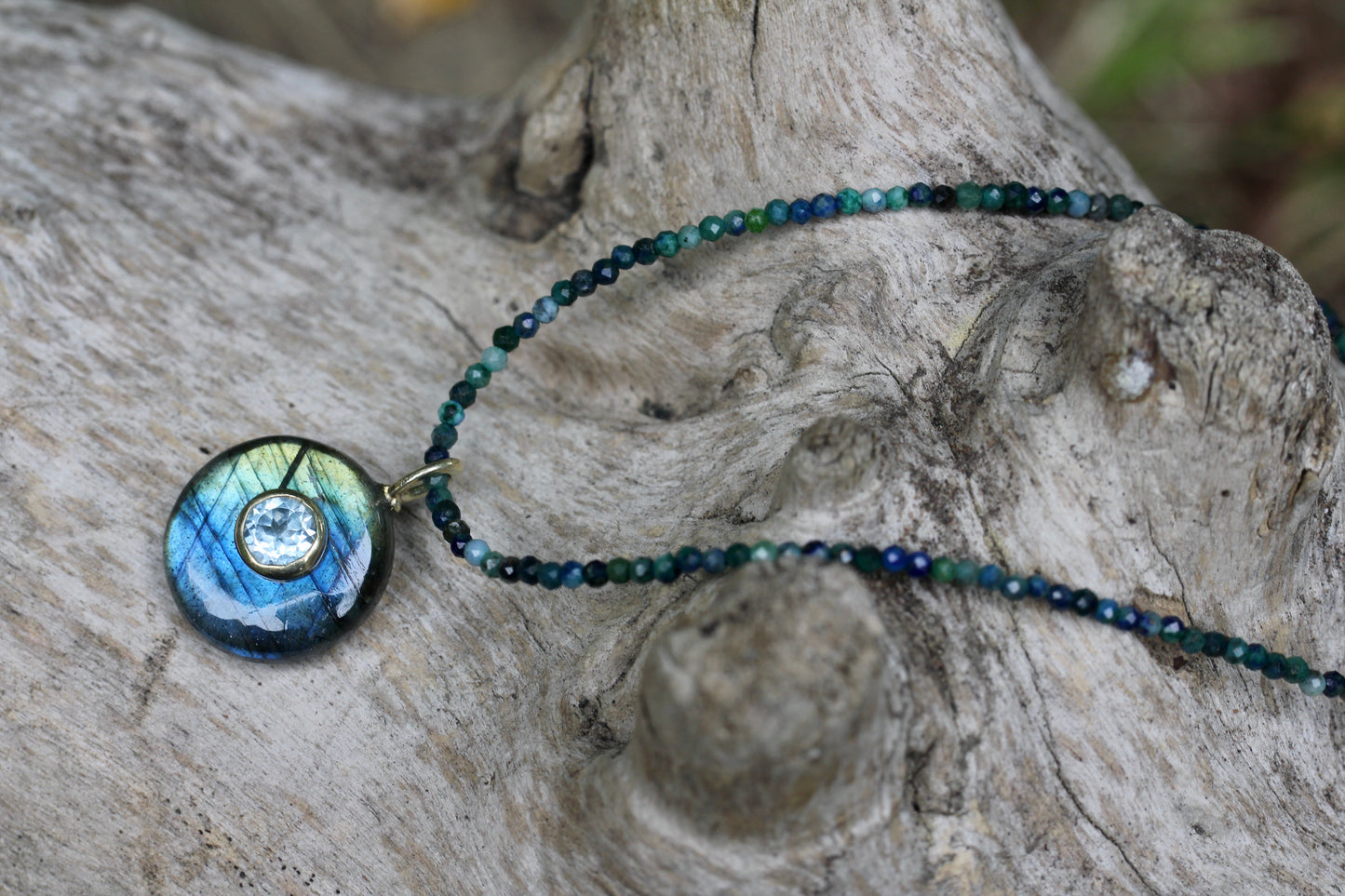 Labradorite Azurite Beaded Necklace