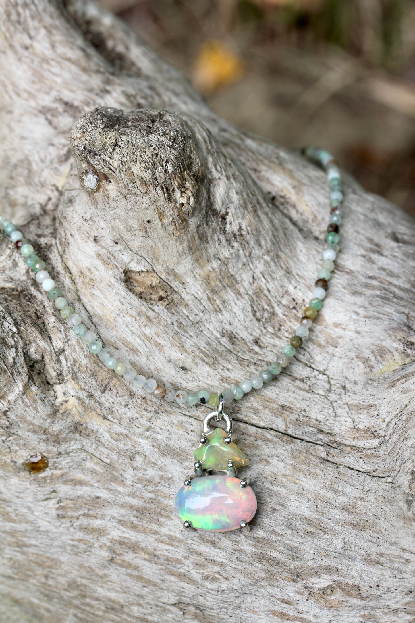Ethiopian Opal Chrysoprase Beaded Necklace