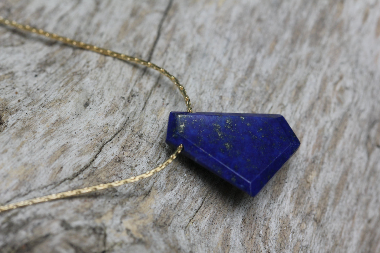 Geometric Lapis Gold Filled Necklace