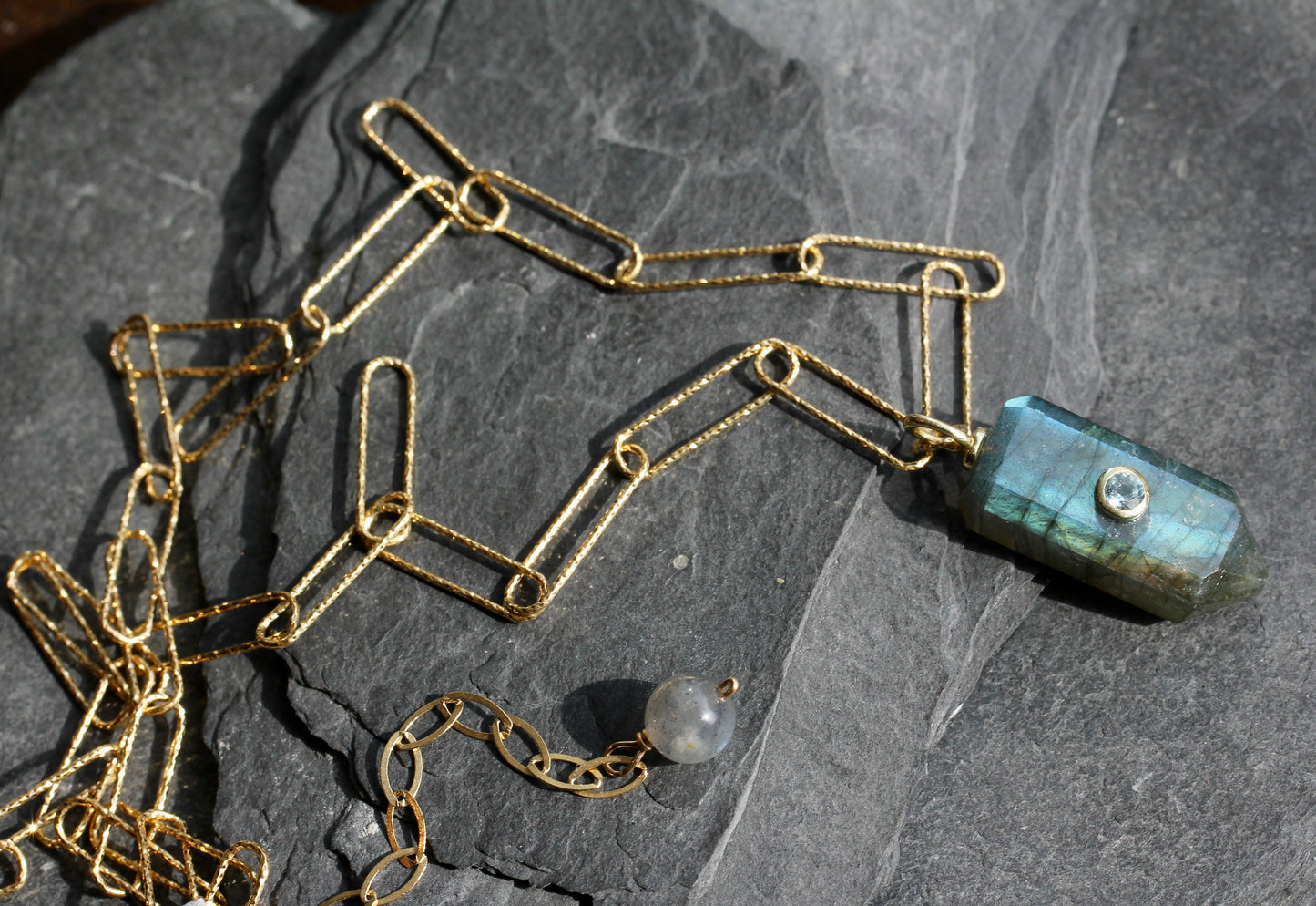 Paperclip Chain Stone Point Necklace