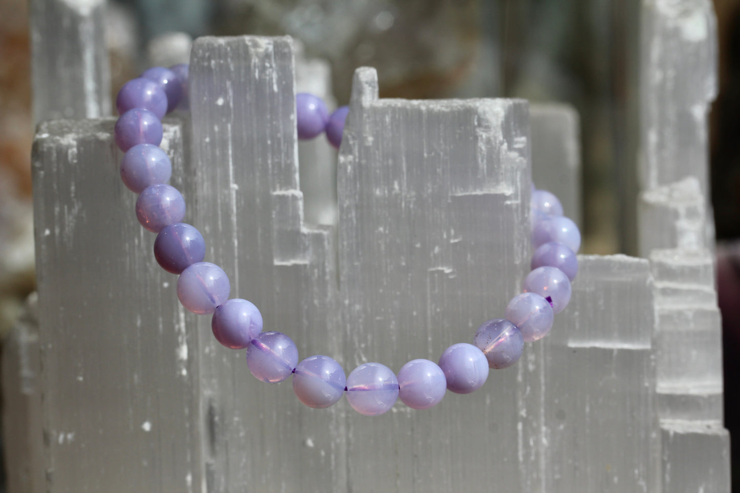 Lavender Quartz Bead Stretch Bracelet